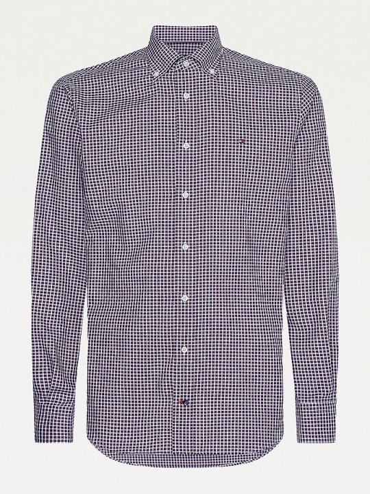 Tommy Hilfiger Oxford Baumwoll Check Hemd Herren Rot Navy Weiß | AT153BRGW