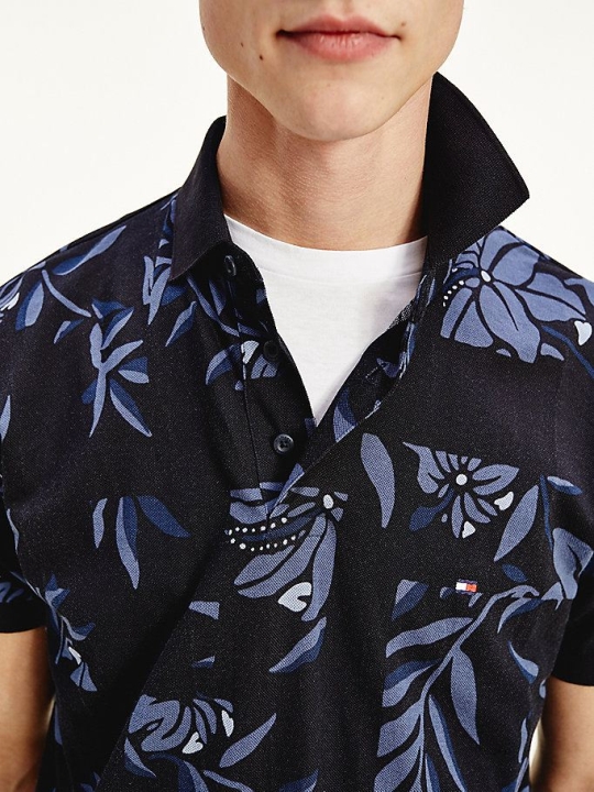 Tommy Hilfiger Patchwork Floral Print Polo Shirts Herren Blau Mehrfarbig | AT328HIQT