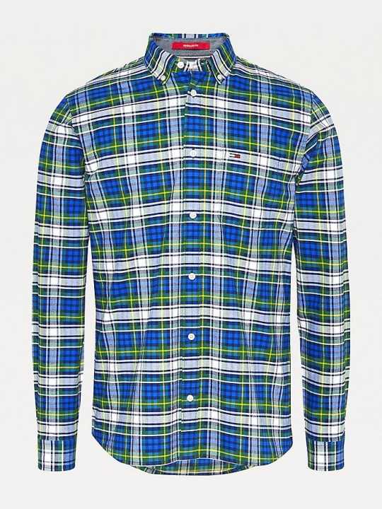 Tommy Hilfiger Plaid Check Organic Baumwoll Hemd Herren Blau Mehrfarbig | AT036QDSI