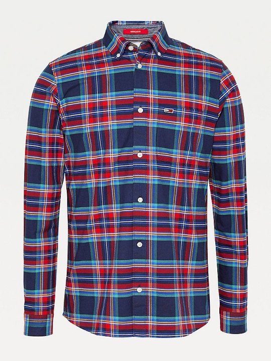 Tommy Hilfiger Plaid Check Organic Baumwoll Hemd Herren Tiefesrot Mehrfarbig | AT706JHWK