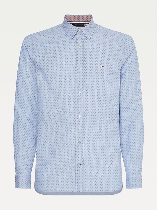 Tommy Hilfiger Plus Micro Square Print Hemd Herren Blau | AT458GQTE