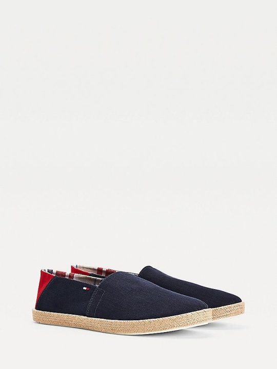 Tommy Hilfiger Pure Baumwoll Jute Sole Espadrilles Freizeitschuhe Herren Dunkelblau | AT715DTLV