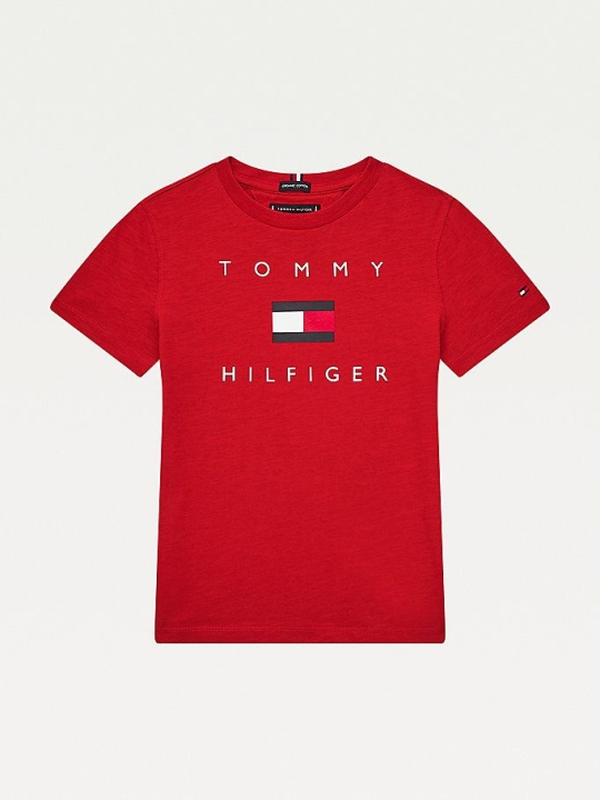 Tommy Hilfiger Pure Organic Baumwoll Logo T-shirts Kinder Tiefesrot | AT219MXTI