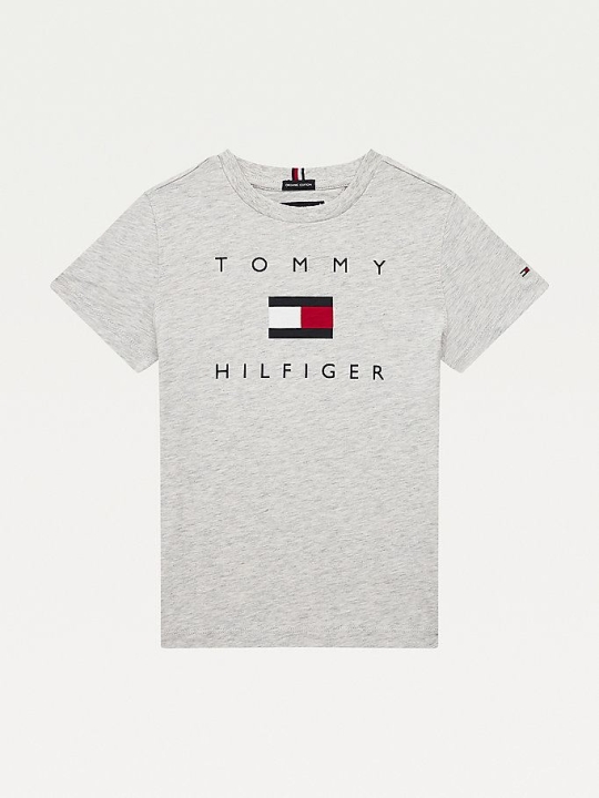 Tommy Hilfiger Pure Organic Baumwoll Logo T-shirts Kinder Hellgrau | AT435ZFOR