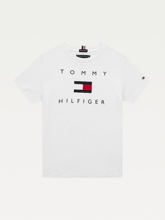 Tommy Hilfiger Pure Organic Baumwoll Logo T-shirts Kinder Weiß | AT931DLIT