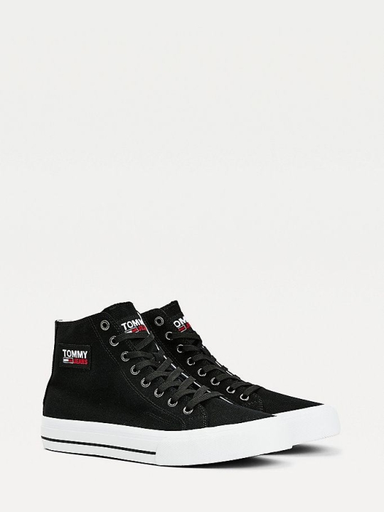 Tommy Hilfiger Recycled Baumwoll High-Top Sneakers Herren Schwarz | AT975WMNZ