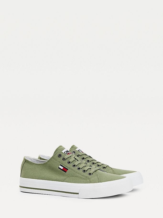 Tommy Hilfiger Recycled Baumwoll Low-Top Sneakers Herren Grün | AT619DHOQ