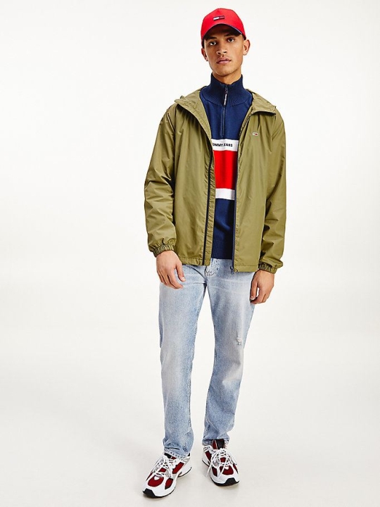 Tommy Hilfiger Recycled Nylon Packable Windbreaker Jacke Herren Olivgrün | AT621NXIJ