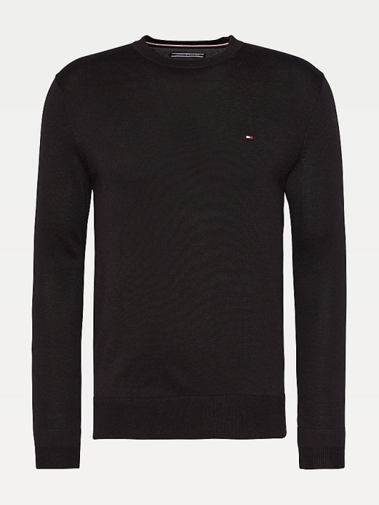 Tommy Hilfiger Regular Fit Crew Neck Jumper Pullover Herren Schwarz | AT372HOUX