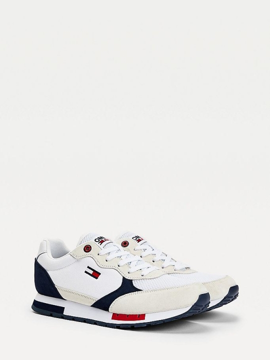 Tommy Hilfiger Retro Wildleder Lauf Sneakers Herren Weiß | AT149MRCI