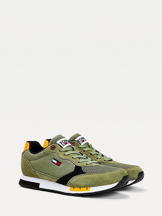 Tommy Hilfiger Retro Wildleder Lauf Sneakers Herren Grün | AT352NMUH