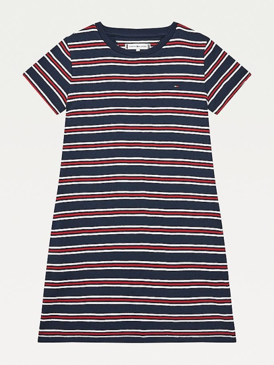 Tommy Hilfiger Rib-Knit Skater Kleider Kinder Weiß Navy | AT056HDNW