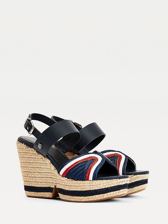 Tommy Hilfiger Rope High Wedge Keilabsatz Sandalen Damen Weiß | AT527KFTC