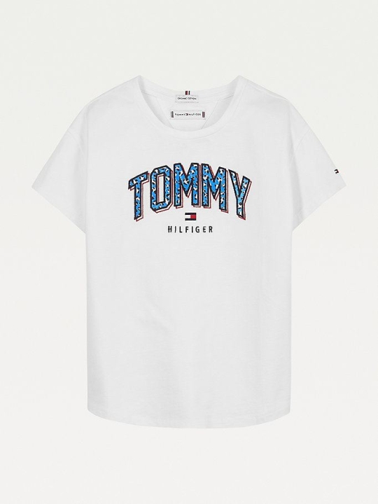 Tommy Hilfiger Satin Logo T-shirts Kinder Weiß | AT790JEPR