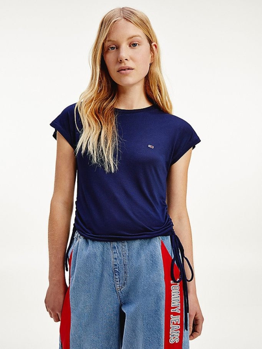 Tommy Hilfiger Side Bow Detail T-shirts Damen Hellnavy | AT107PAWR