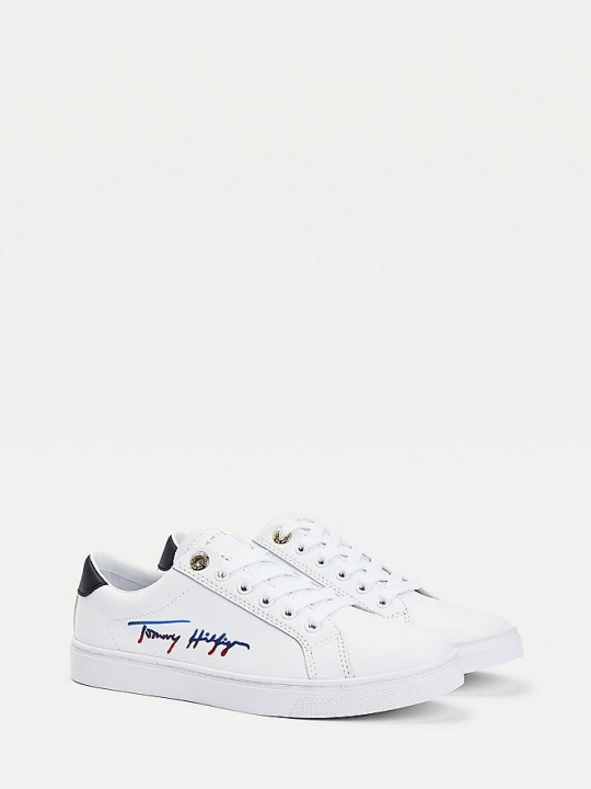 Tommy Hilfiger Signature Cupsole Sneakers Damen Weiß | AT861BVEJ