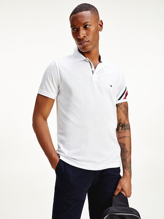 Tommy Hilfiger Signature Detail Slim Fit Polo Shirts Herren Weiß | AT365PQMC