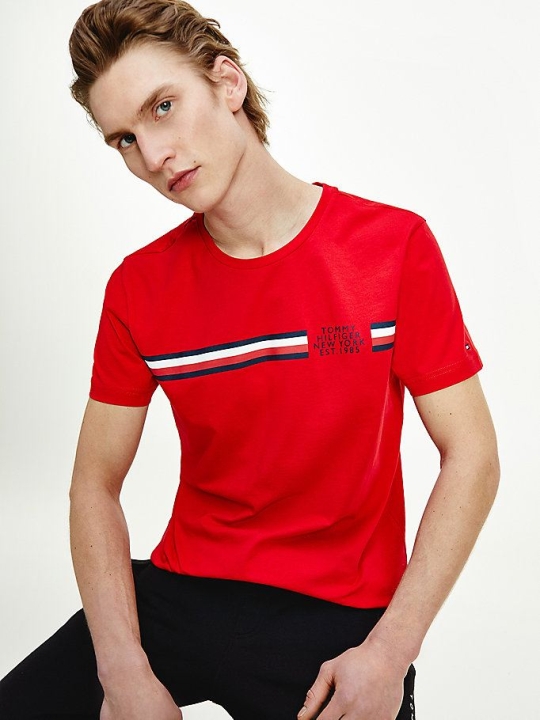 Tommy Hilfiger Signature Detailing Organic Baumwoll T-shirts Herren Rot | AT963HMPS