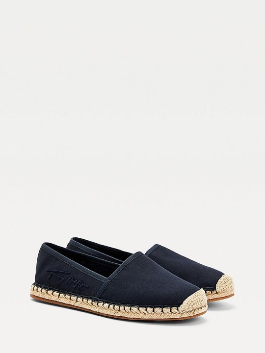 Tommy Hilfiger Signature Espadrilles Flache Schuhe Damen Dunkelblau | AT286ZIMW