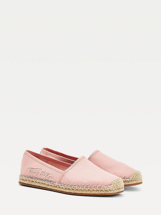 Tommy Hilfiger Signature Espadrilles Flache Schuhe Damen Rosa | AT381JIYR