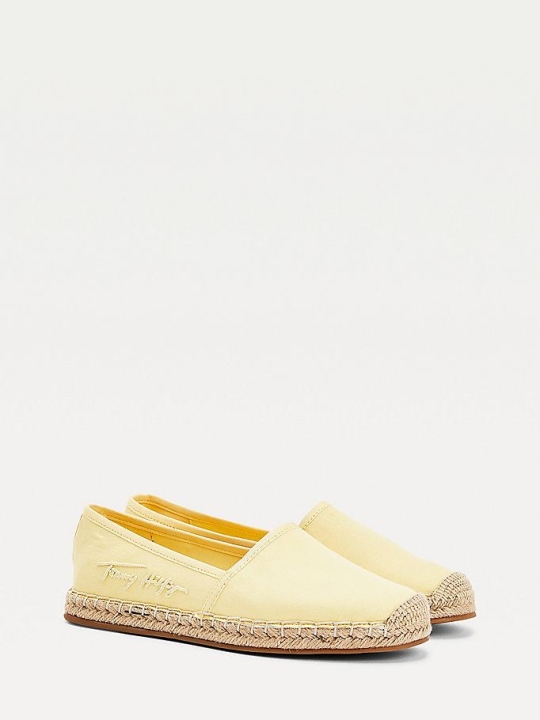 Tommy Hilfiger Signature Espadrilles Flache Schuhe Damen Gelb | AT539WFOM