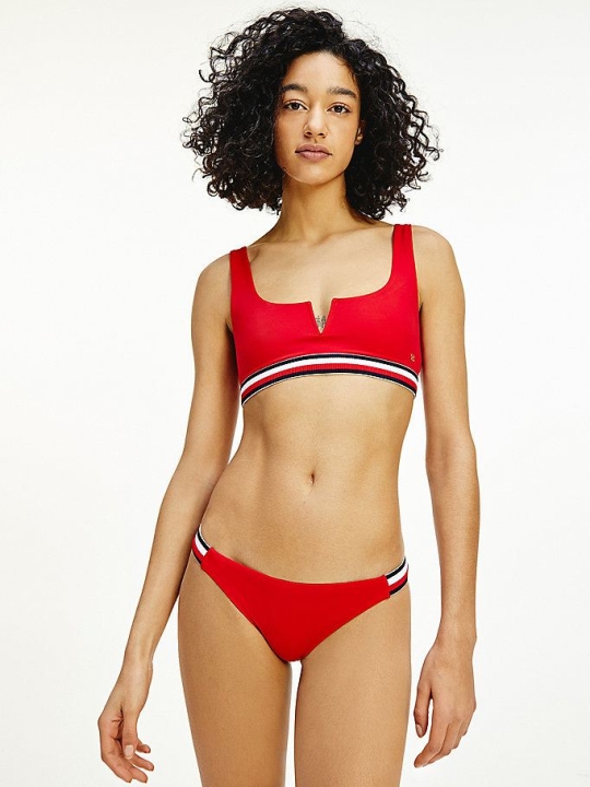 Tommy Hilfiger Signature Gerippt Bikini Bottoms Bademode Damen Rot | AT805YGHD