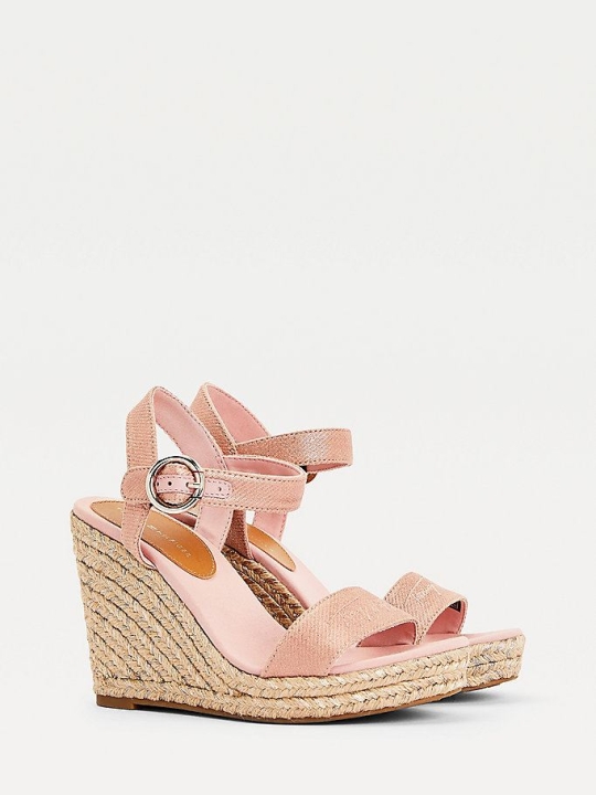 Tommy Hilfiger Signature High Wedge Keilabsatz Sandalen Damen Rosa | AT456RLKW