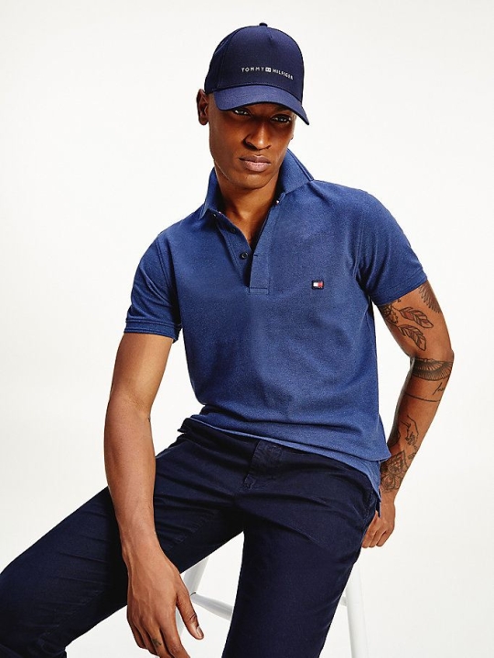 Tommy Hilfiger Slim Fit Flag Polo Shirts Herren Navy | AT719THYX