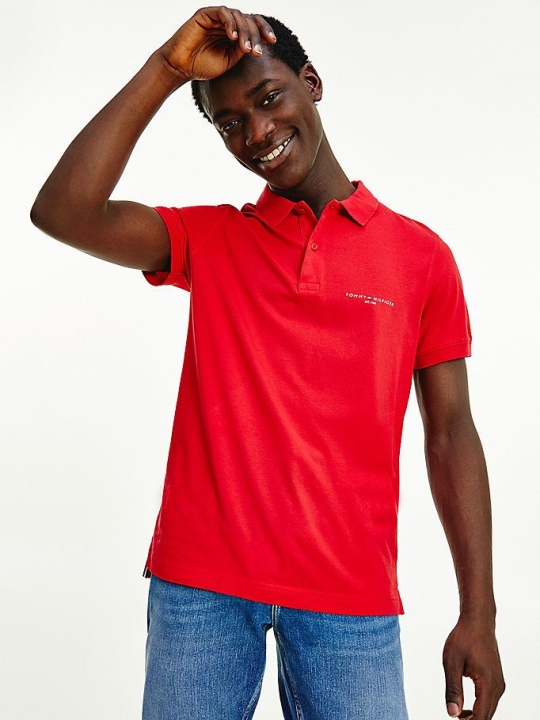 Tommy Hilfiger Slim Fit Logo Jersey Polo Shirts Herren Rot | AT763ZWPG