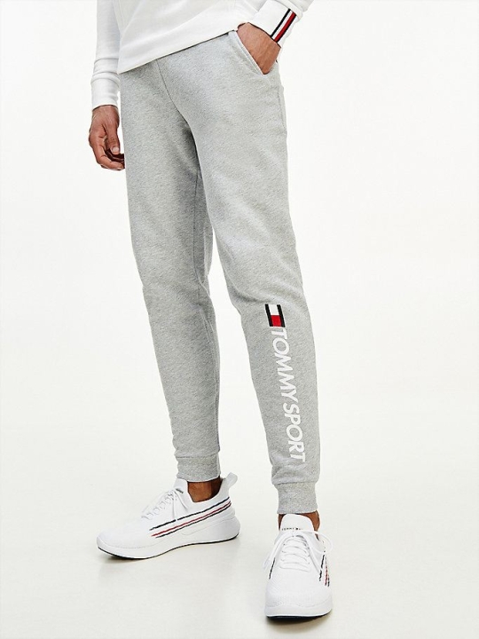 Tommy Hilfiger Small Logo Baumwoll Fleece Jogginghose Herren Grau | AT187XYCL