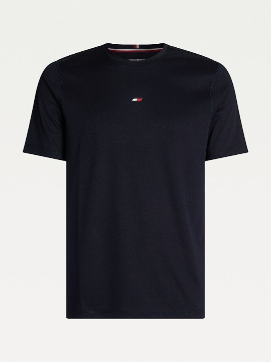 Tommy Hilfiger Sport Rubberised Flag Slim Fit T-shirts Herren Dunkelblau | AT598LEQM