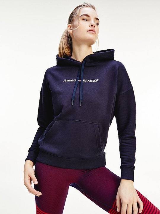 Tommy Hilfiger Sport TH Cool Relaxed Fit Hoodie Damen Dunkelblau | AT168DWJF