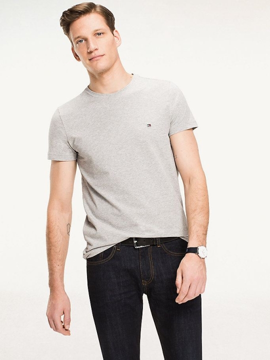 Tommy Hilfiger Stretch Slim Fit T-shirts Herren Grau | AT691TEKZ