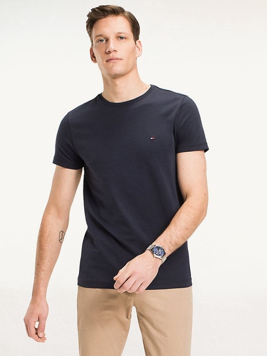 Tommy Hilfiger Stretch Slim Fit T-shirts Herren Navy | AT840YNIP