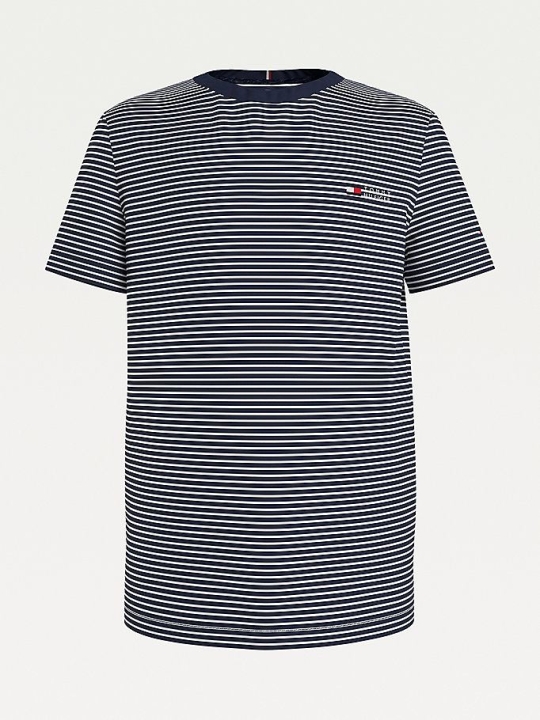 Tommy Hilfiger Stripe Crew Neck T-shirts Kinder Blau | AT517NWFV