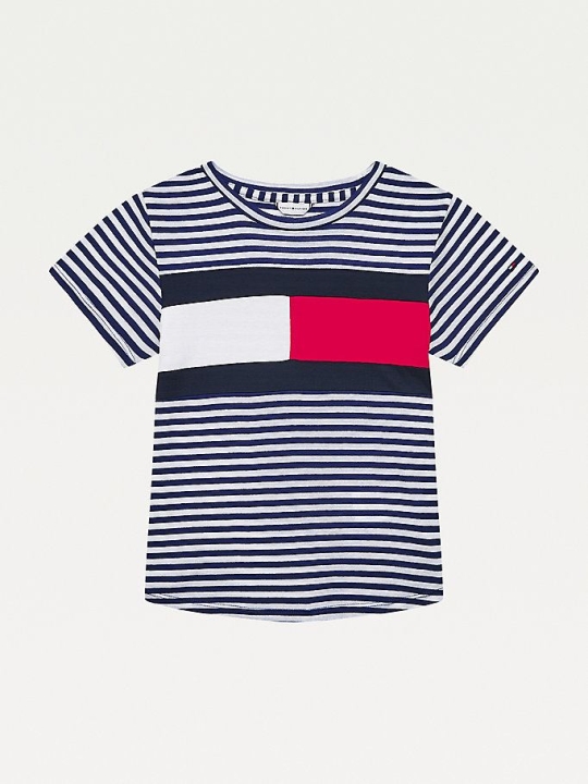 Tommy Hilfiger Stripe Knit Flag T-shirts Kinder Navy Weiß | AT539YCOL