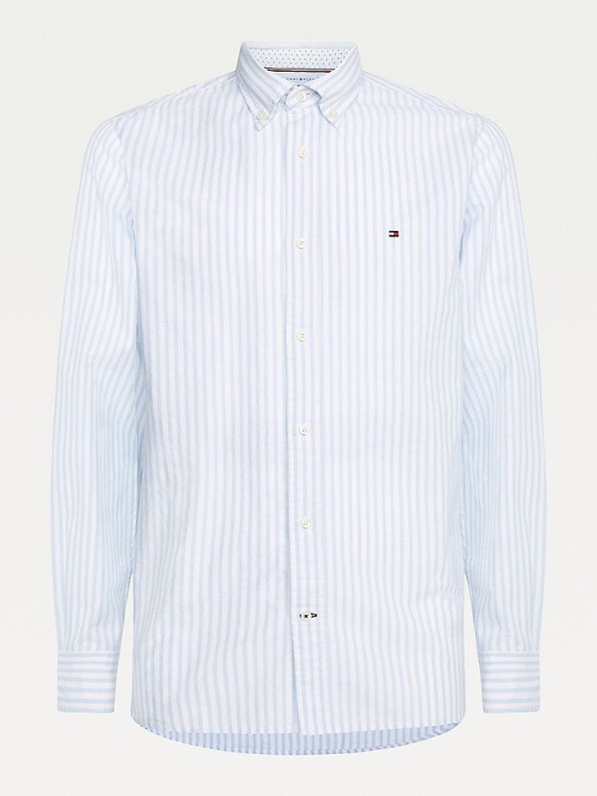 Tommy Hilfiger Stripe Regular Fit Oxford Hemd Herren Blau Weiß | AT765SCVD