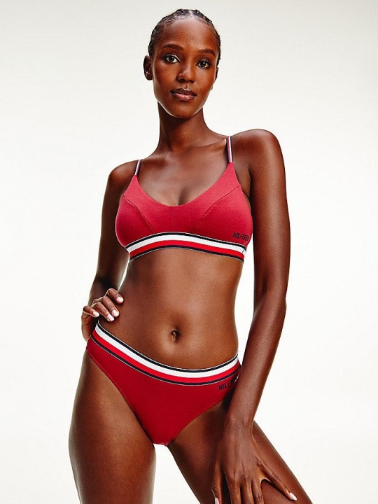 Tommy Hilfiger Stripe Stretch Baumwoll Bikini Briefs Unterwäsche Damen Rot | AT327ASBH