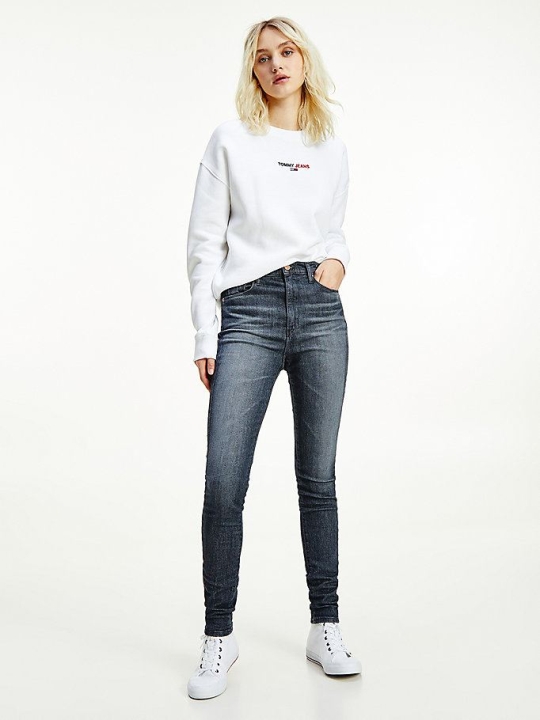 Tommy Hilfiger Sylvia High Rise Super Schlank Jeans Damen Grau | AT652LWKP