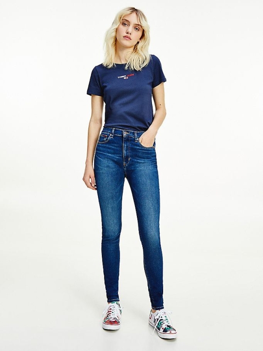 Tommy Hilfiger Sylvia High Rise Super Schlank Turn-Up Jeans Damen Blau | AT879BDQI