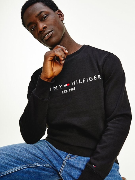 Tommy Hilfiger TH Flex Logo Sweatshirts Herren Schwarz | AT328NKTE