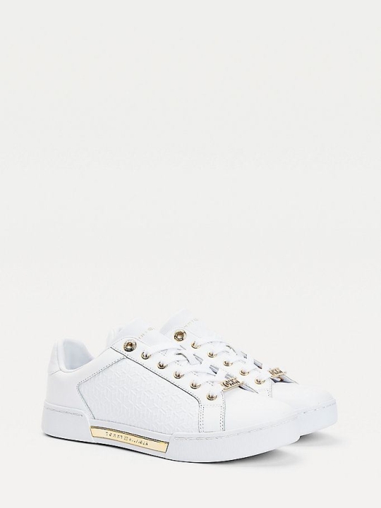 Tommy Hilfiger TH Monogram Sneakers Damen Weiß | AT480WZUK