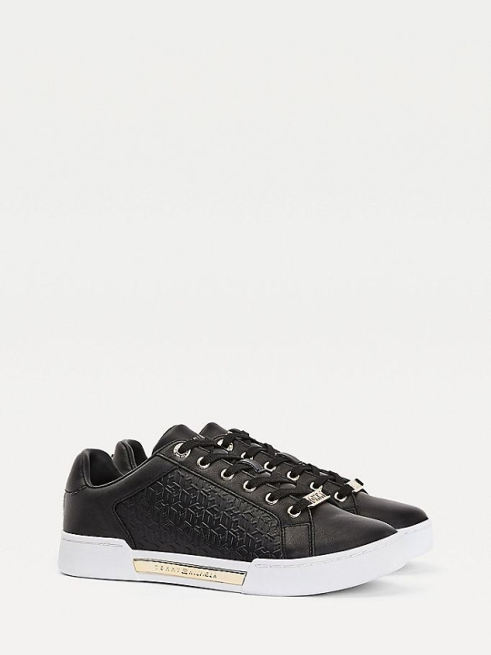 Tommy Hilfiger TH Monogram Sneakers Damen Schwarz | AT650NQVI