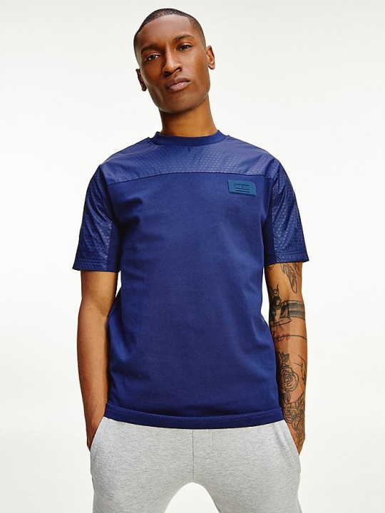 Tommy Hilfiger TH Signature Mixed Texture Baumwoll T-shirts Herren Navy | AT207ZDSP