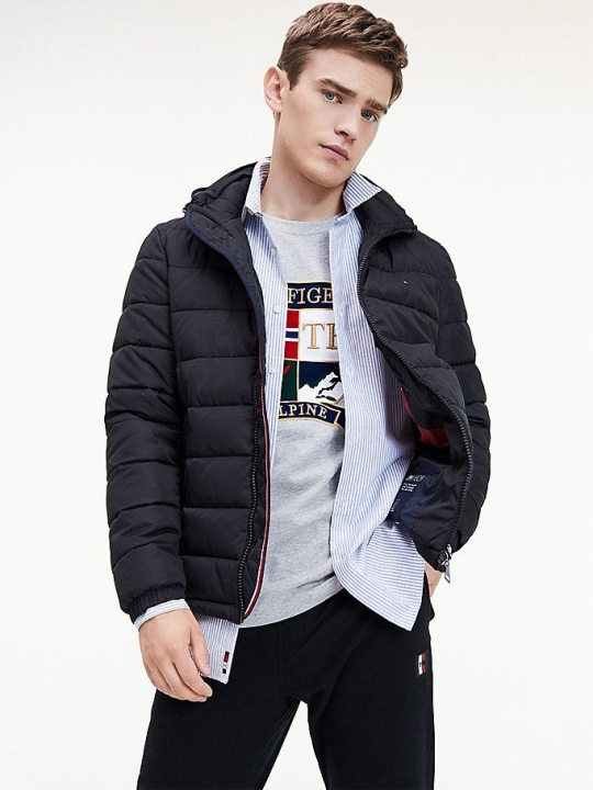 Tommy Hilfiger TH Tech Gesteppt Mit Kapuze Jacke Herren Schwarz | AT341VYXS