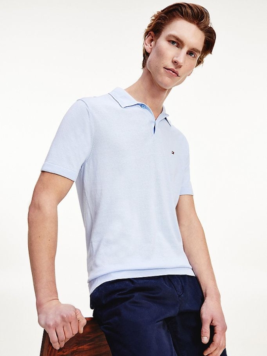 Tommy Hilfiger Tonal Collar Gestrickt Polo Shirts Herren Blau | AT792RENL