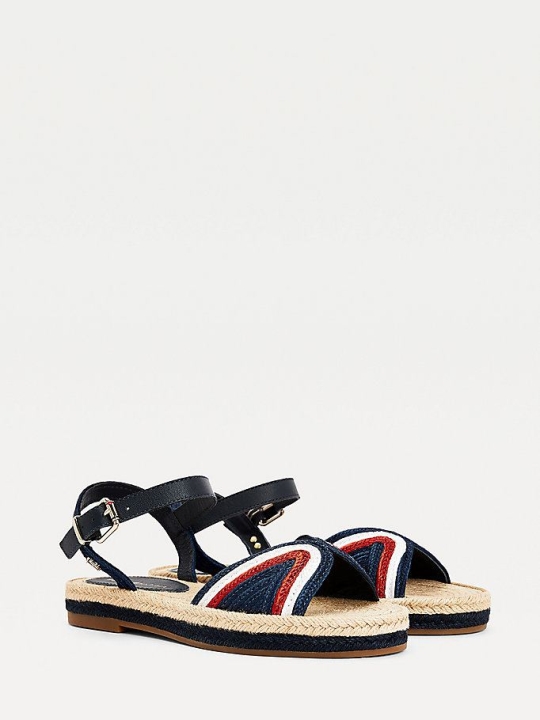 Tommy Hilfiger Woven Flache Espadrilles Flache Sandalen Damen Weiß | AT365JFUG