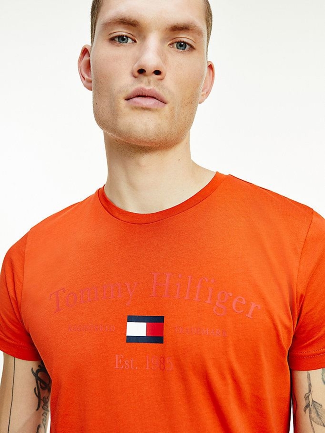 Tommy Hilfiger 1985 Logo Organic Baumwoll T-shirts Herren Orange | AT629ZLMQ