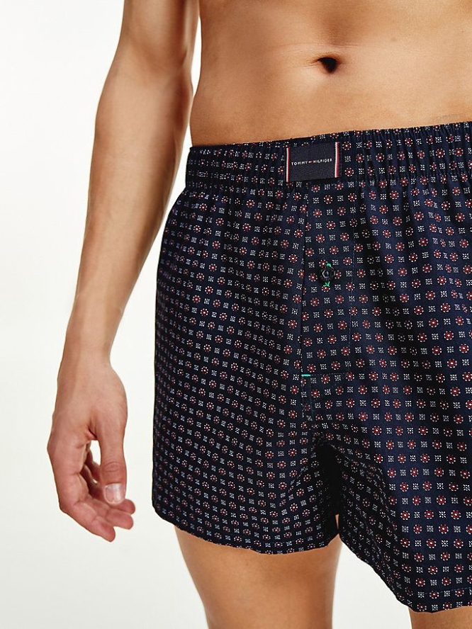 Tommy Hilfiger 2-Pack Woven Print Boxer Unterwäsche Herren Dunkelblau | AT596KTOI