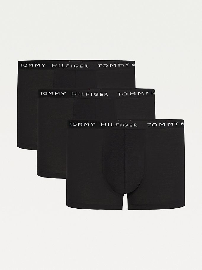 Tommy Hilfiger 3-Pack Essential Logo Waistband Trunks Unterwäsche Herren Schwarz Schwarz | AT391FWCT